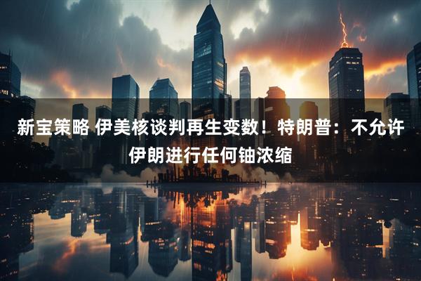新宝策略 伊美核谈判再生变数！特朗普：不允许伊朗进行任何铀浓缩